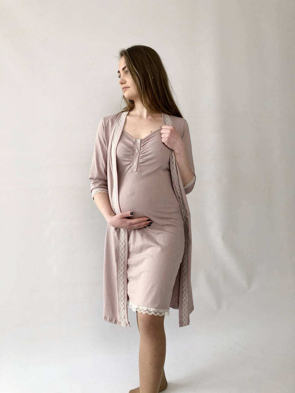 

Комплект для вагітних та годуючих мам халат +нічна