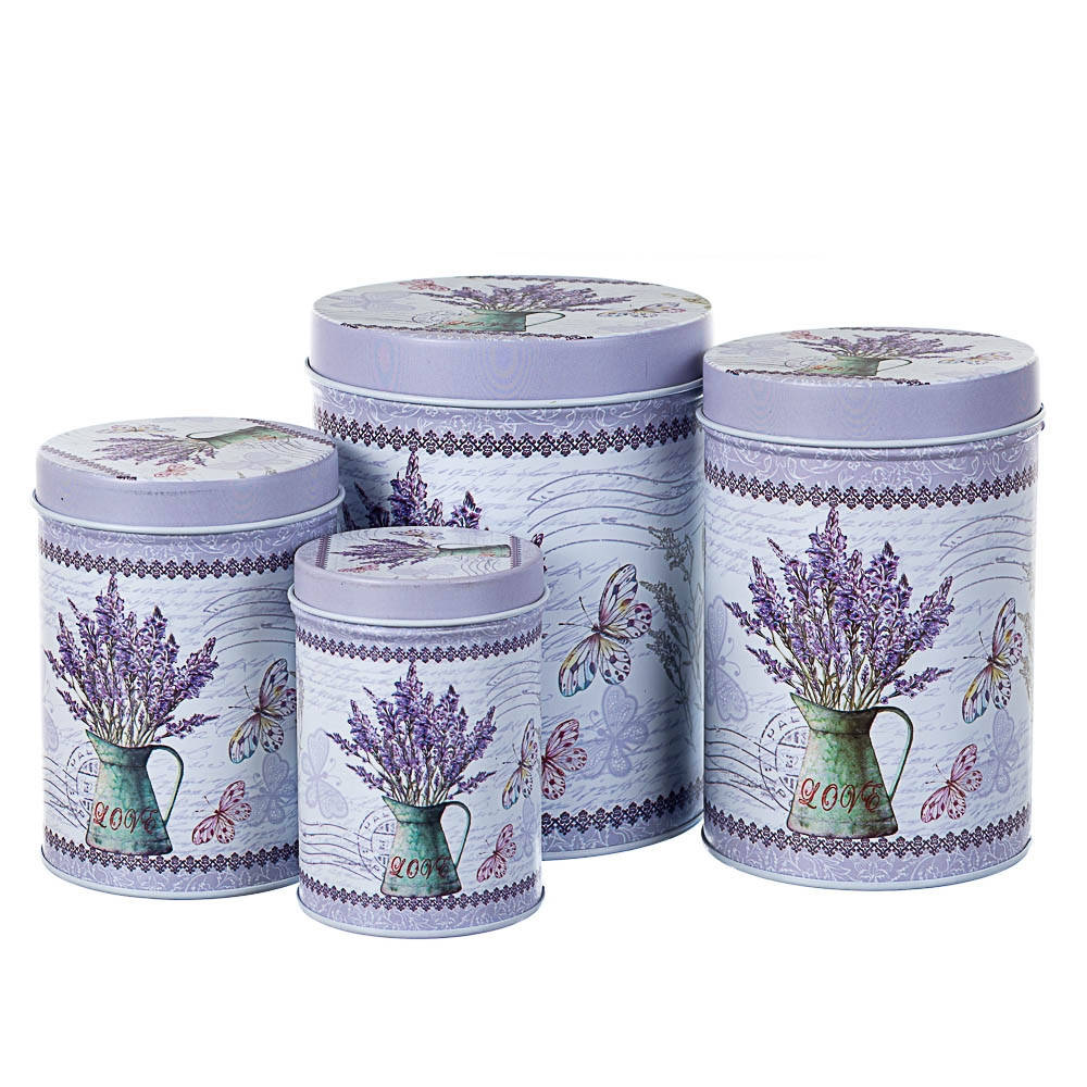 

Набор из 4-х жестяных банок Лаванда 18144-014, Фиолетовый