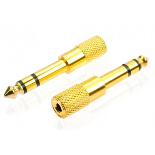 

Конвертер Jack 6.3 (папа)/Jack 3.5 (мама) Stereo, Gold, металл,Q100