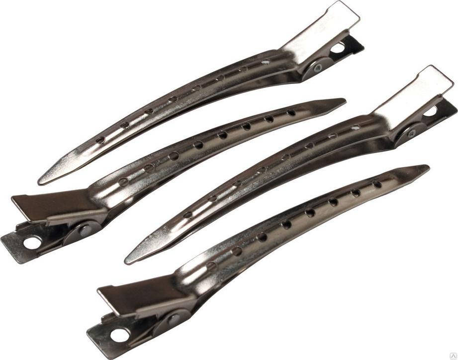 

Зажим уточка для волос парикмахерская металл средний 9 см - упаковка 12 шт