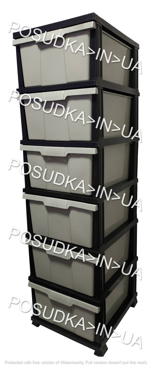 

Комод из пластика серый 6 ящиков Elif Classic 300-4-6