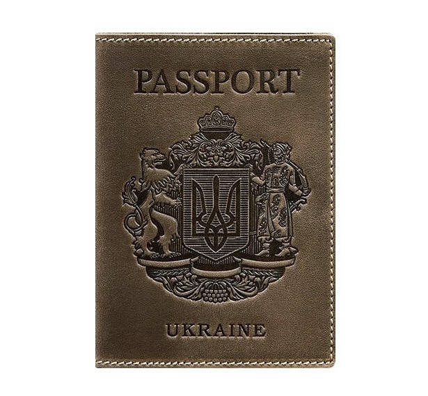 

Кожаная обложка для паспорта с гербом Украины (темно-коричневая)
