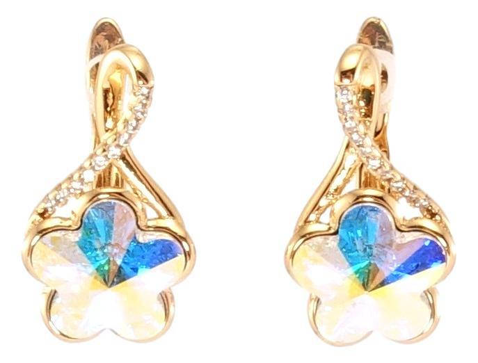 

Серьги Xuping Позолота 18K с кр-ми Swarovski английский замок "Кристальный цветок АВ"