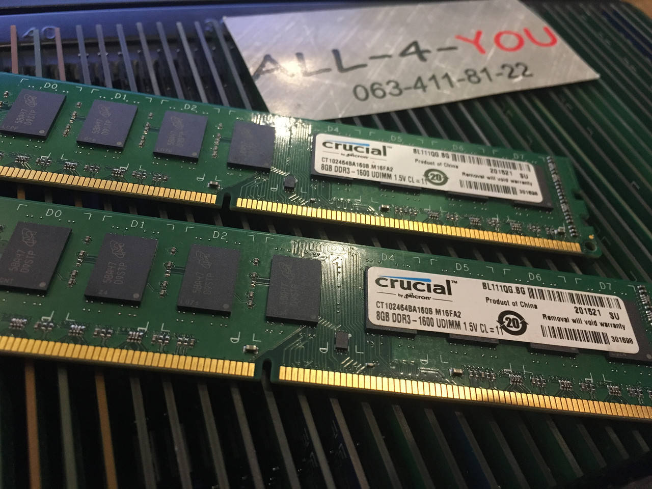 

Оперативна пам`ять CRUCIAL DDR3 8GB PC3 12800U 1600mHz Intel/AMD
