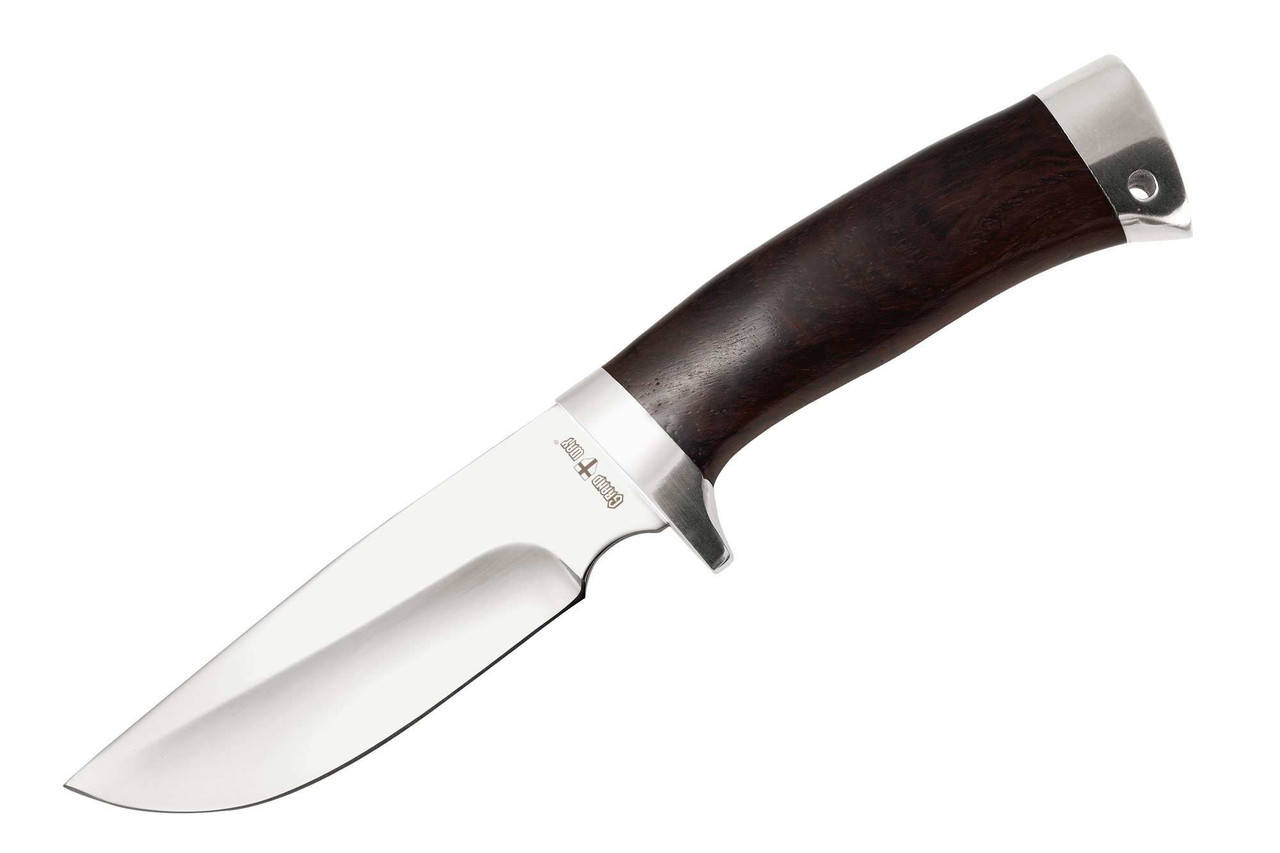 

Нож охотничий с широким клинком и деревянной рукоятью. Сталь 440C 13ACWP