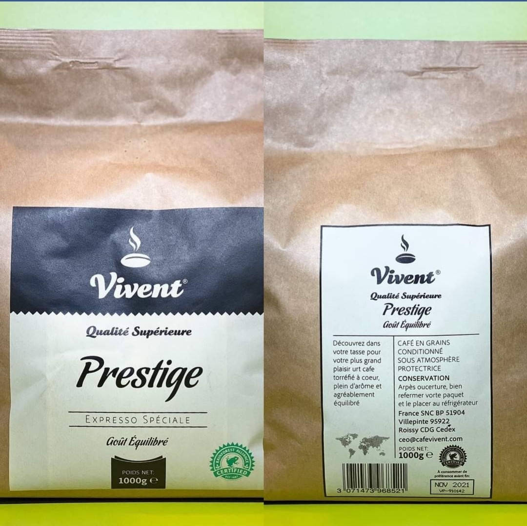 

Кофе зерновой Vivent Prestige 1кг (80% арабика 20% робуста), Франция