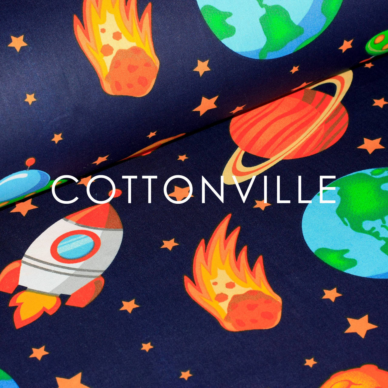 

✁ Отрезы хлопковой ткани Ракеты в космосе, Синий