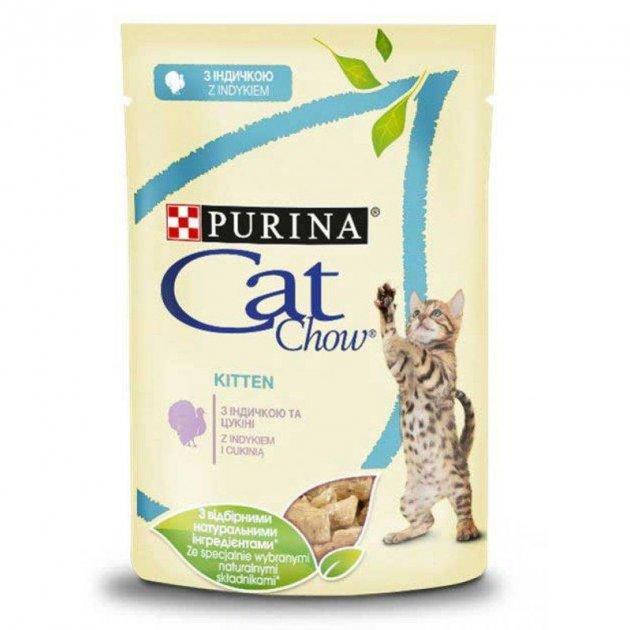 

Влажный корм для котят Cat Chow Kitten с индейкой и кабачками в желе, 85гр