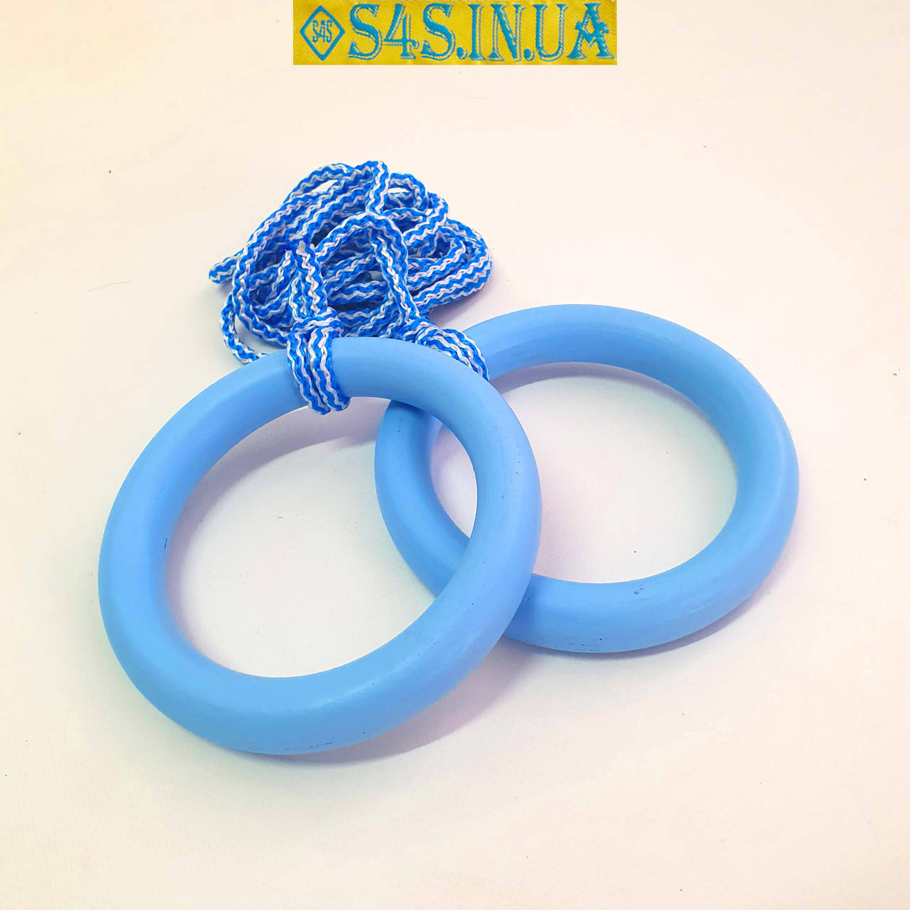 

Кольца гимнастические детские ДЕРЕВЯННЫЕ подвесные кольца для шведской стенки «ЭЛИТ», лазурь, Голубой