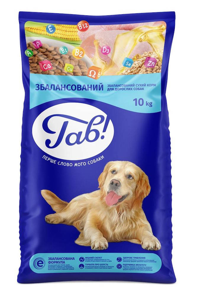 

Сухой корм ГАВ для взрослых собак всех пород с курицей и овощами, 10 кг