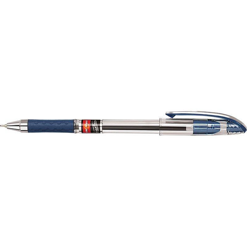 

Ручка шариковая с гриппом Maxflow UX-117-02, прозрачная синяя