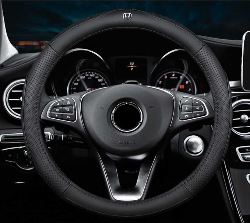 

Чехол оплетка Cool на руль для автомобиля Honda натуральная кожа, Черный