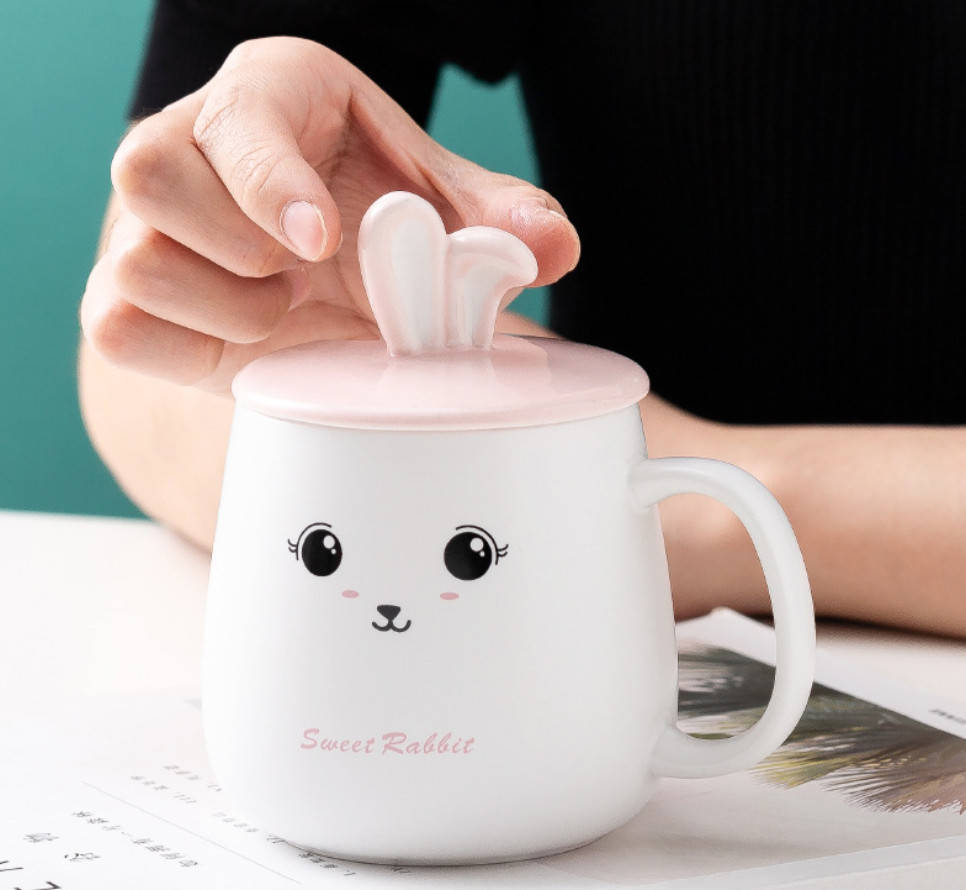 

Кружка с крышкой и ложкой Ушки Белый Глазки 5763 420 мл, Разные цвета