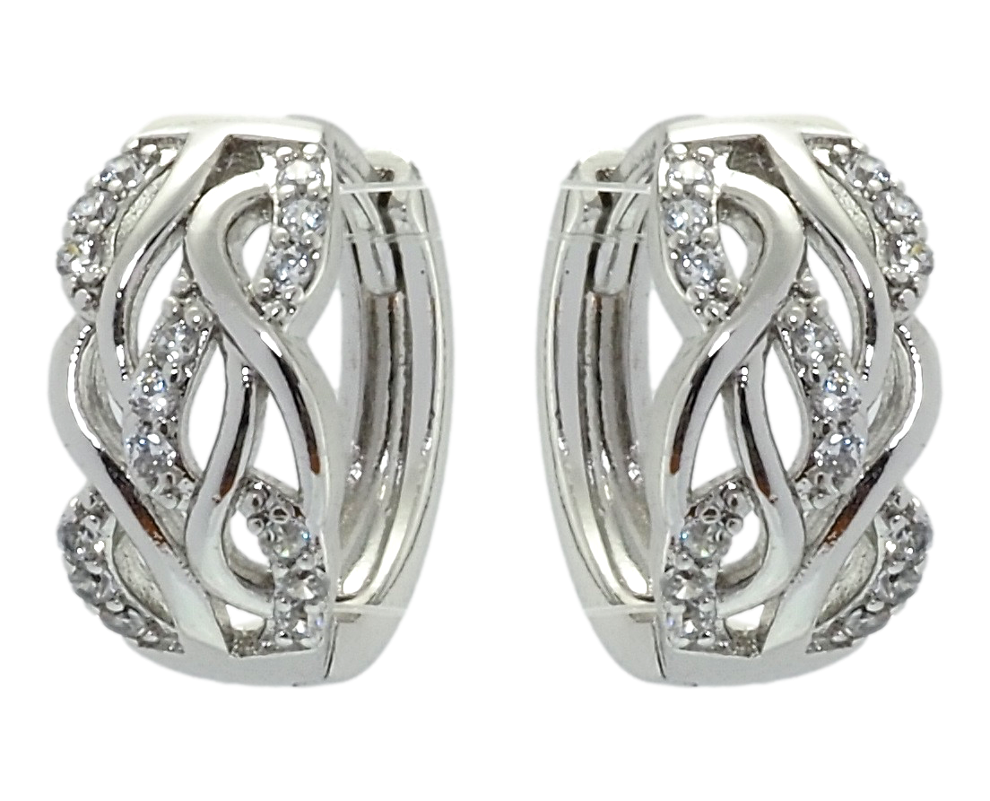 

Серьги Xuping Родий колечки "Плетенный орнамент"