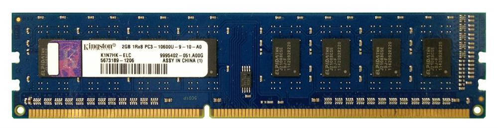 

БУ Оперативная память 2 ГБ, DDR3, Kingston (для настольных ПК, 1333 МГц, 1.5 В, CL9, K1N7HK-ELC)