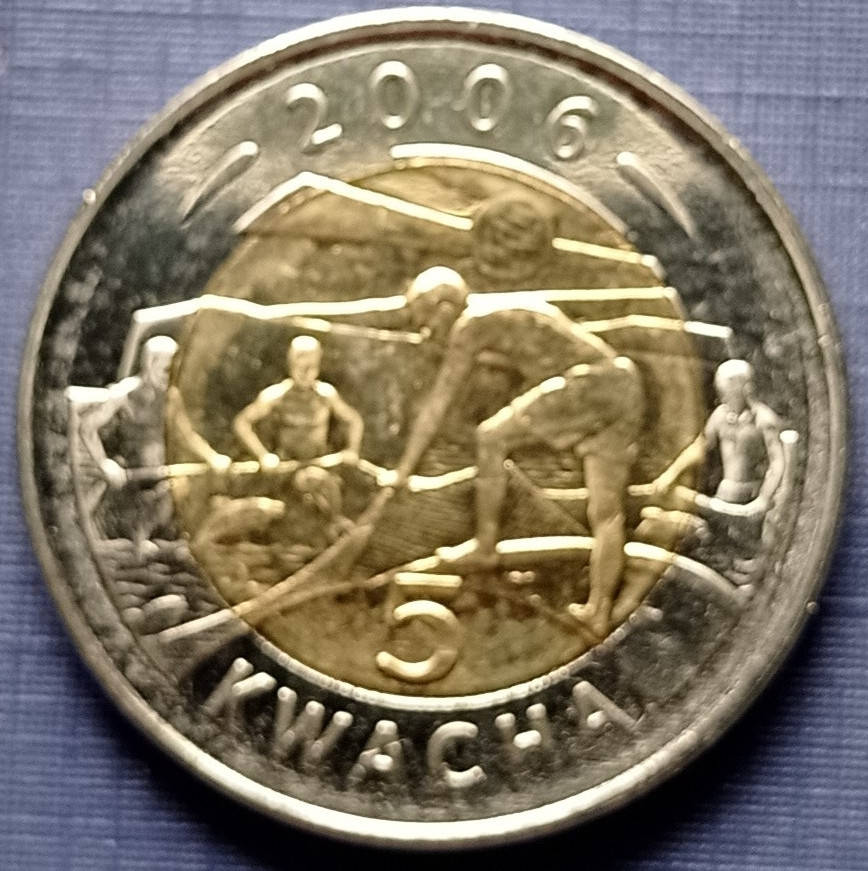 

Монета 5 квача Малави 2006 фауна рыба рыболовство рыбаки