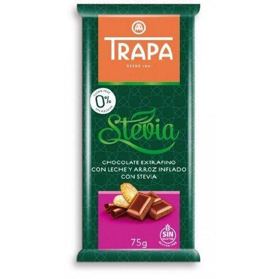 

Молочный шоколад Trapa Stevia с рисовыми шариками, 75г 18шт/ящ
