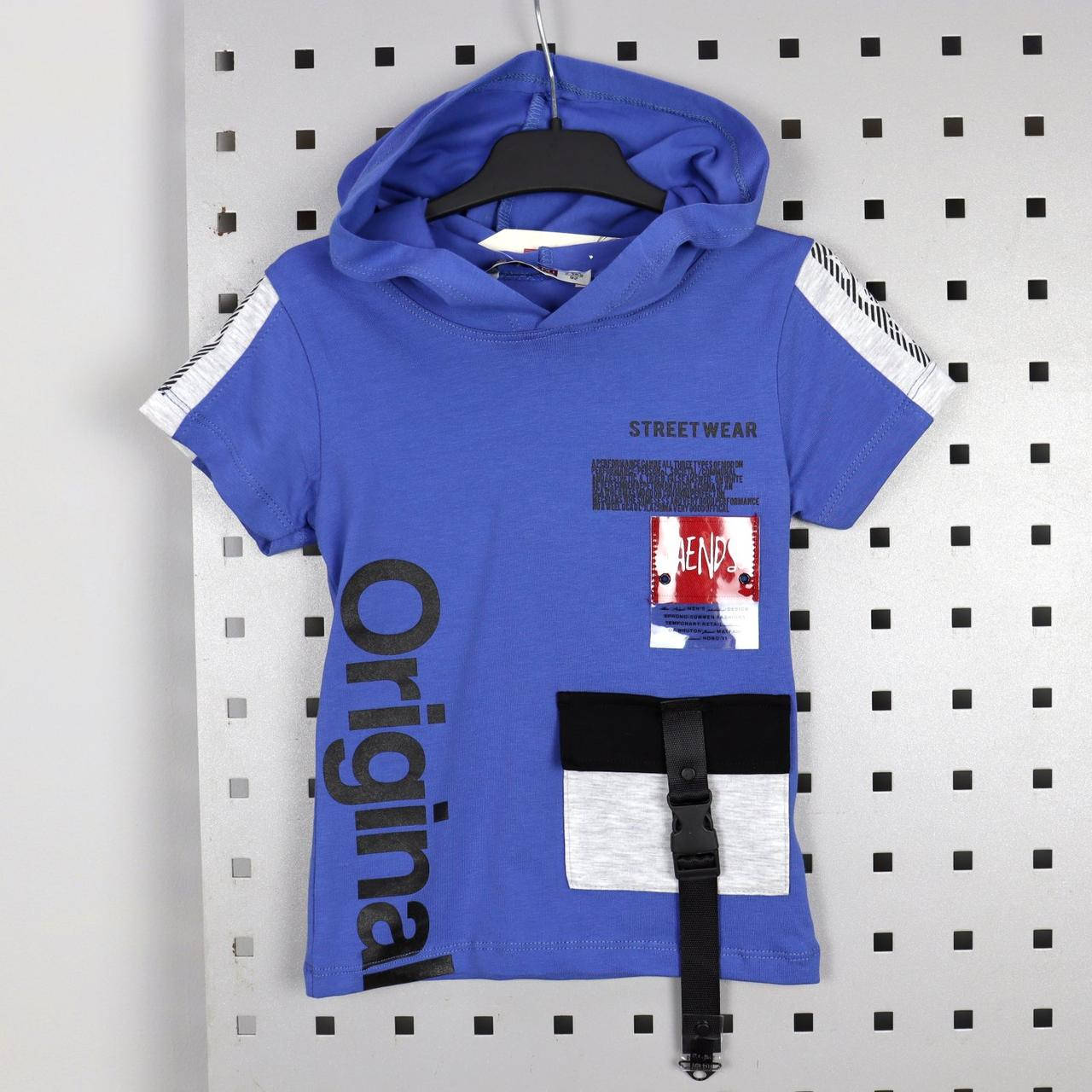 

Синяя футболка с капюшоном для мальчика тм Safari размер 92,98,110 см