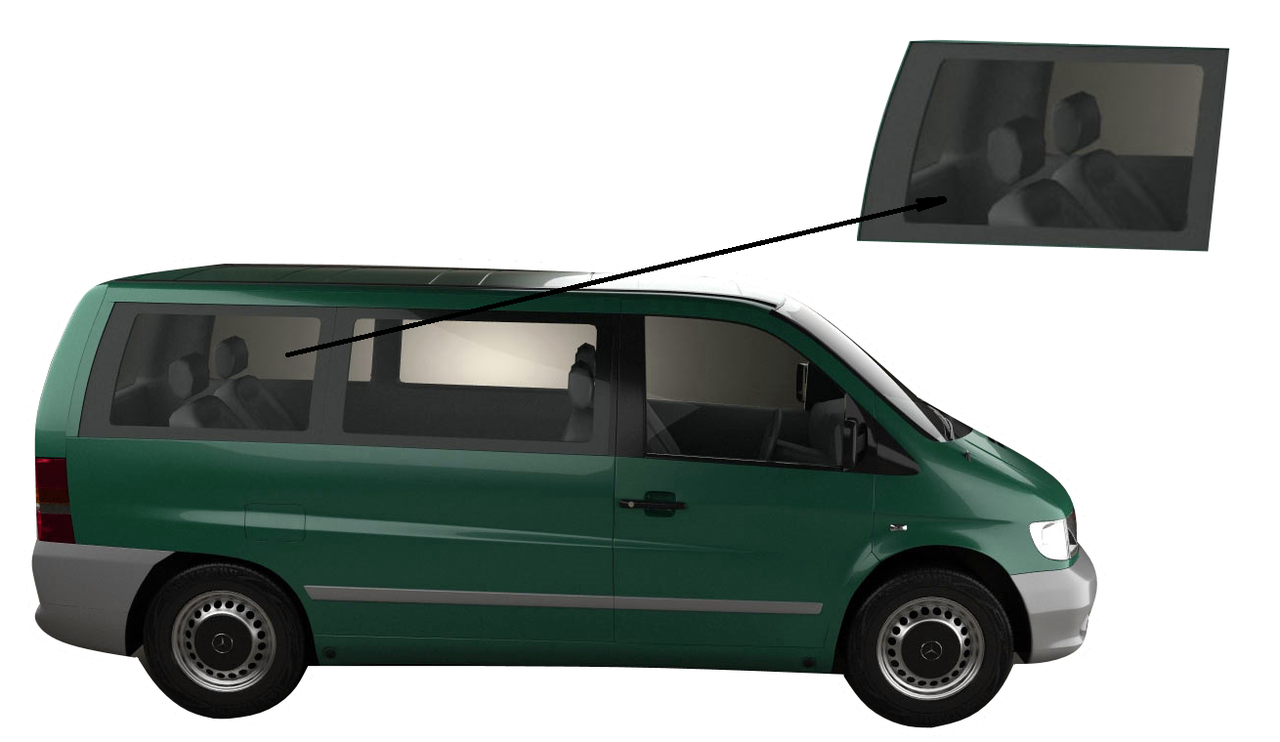 

Боковое стекло Mercedes Vito 1996-2003 заднее правое