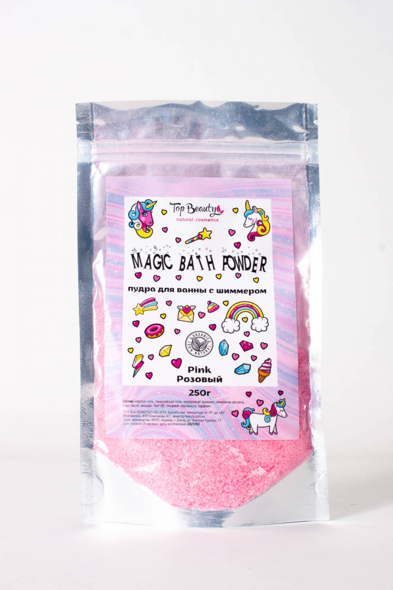 

Пудра для ванны с шиммером Розовая Top beauty