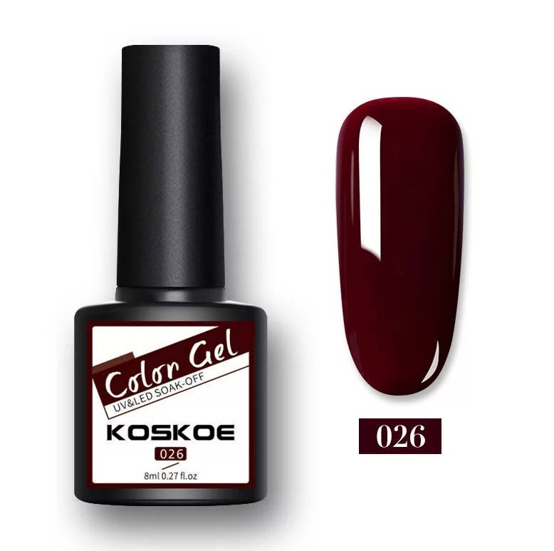 

8мл. Гель лак Color Gel Koskoe УФ UV, для маникюра, ногтей под лампу Бордовый 26