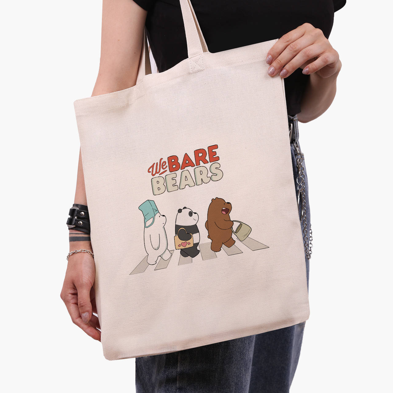 

Эко сумка Вся правда о медведях (We Bare Bears) (9227-2666) бежева классическая, Белый