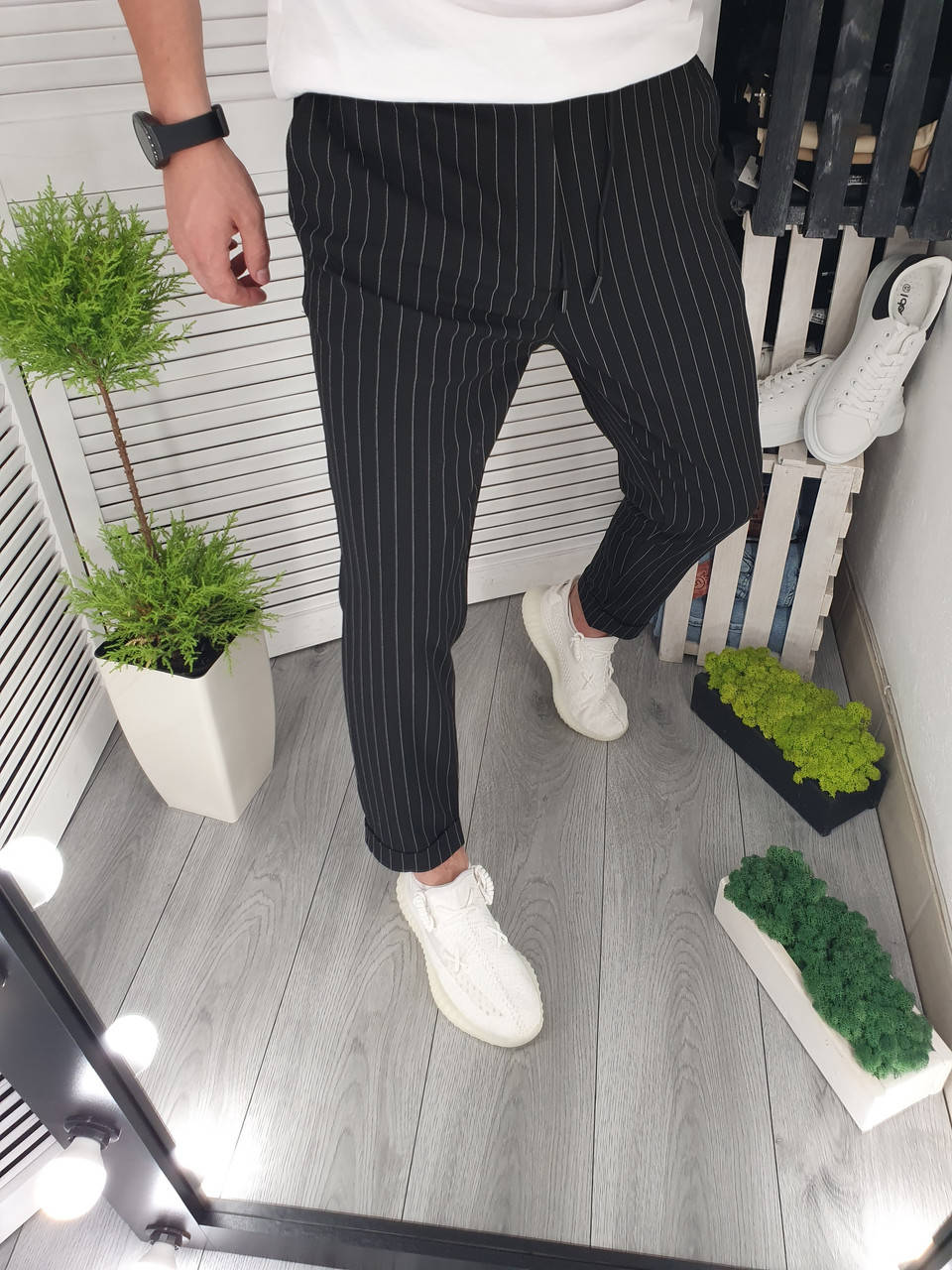 

Брюки мужские классические в полоску Little Cup | весенние осенние ЛЮКС качества Черный, M