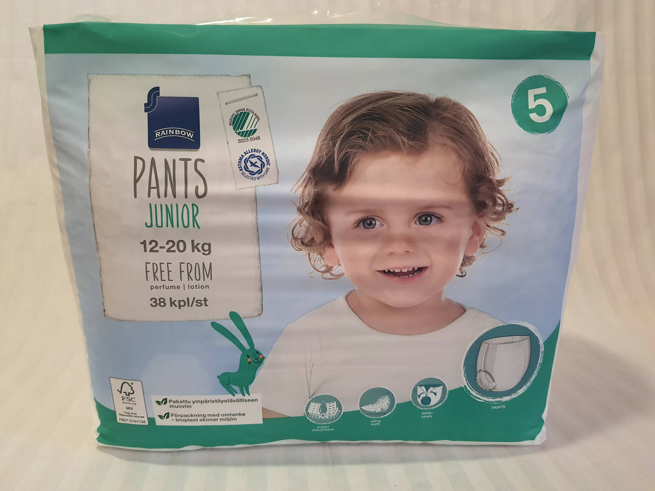 

Подгузники-трусики Rainbow pants 5 (12-17кг) в упаковке 38 шт, Белый