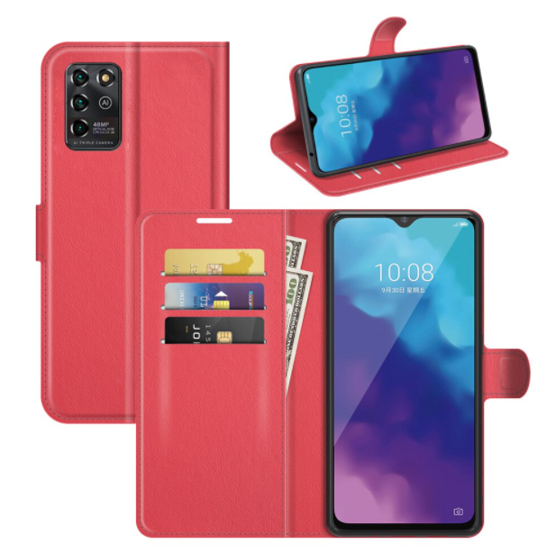 

Кожаный чехол книжка Lichee для ZTE Blade V30 Vita (9 цветов) красный