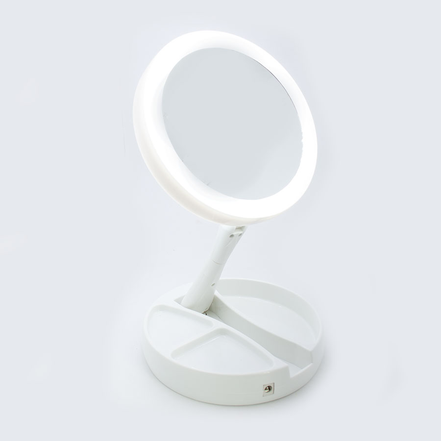 

Круглое зеркало настольное с LED-подсветкой +10-ти кратное увеличение, Белый