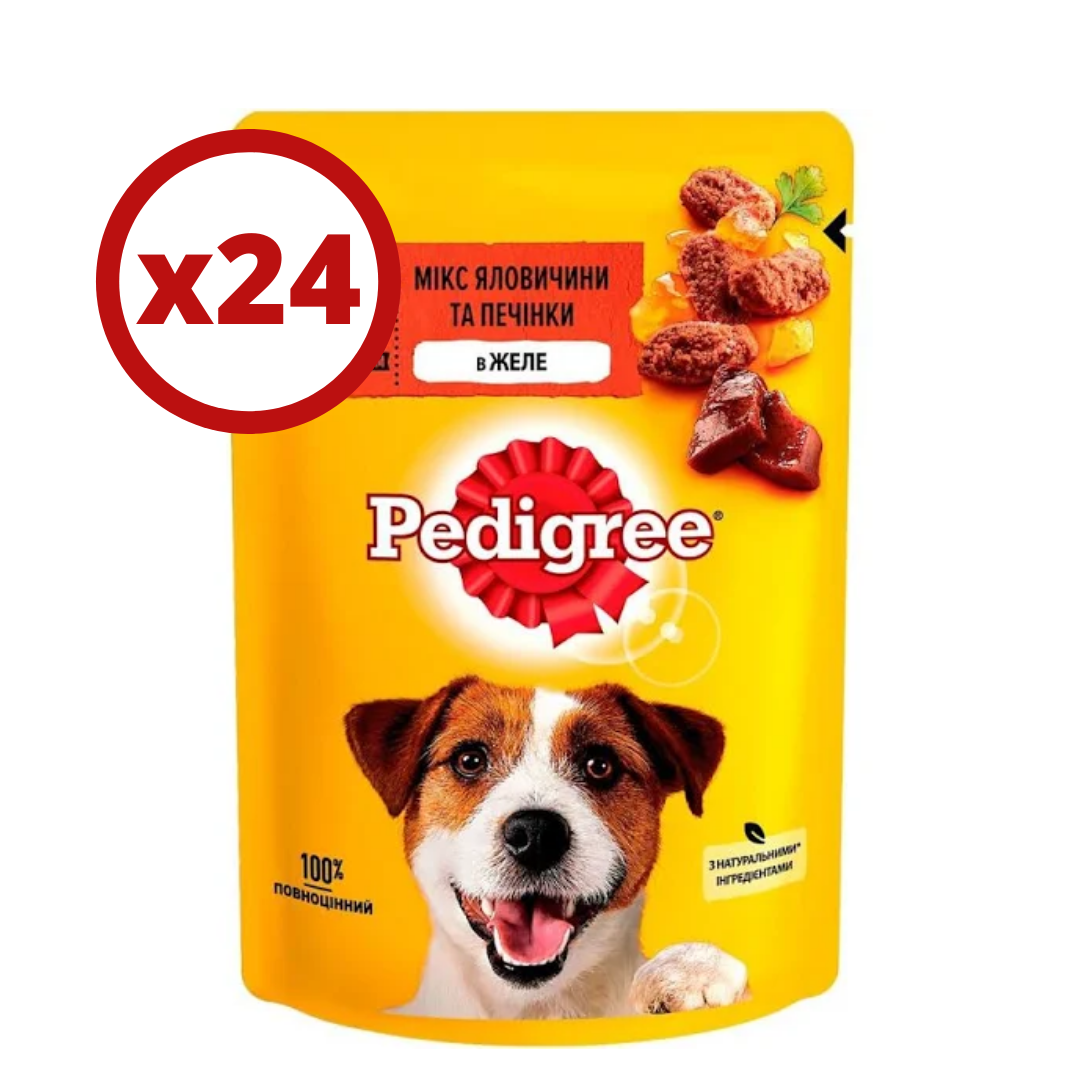 

Pedigree паучи для собак 100г*24шт (говядина и печенка)
