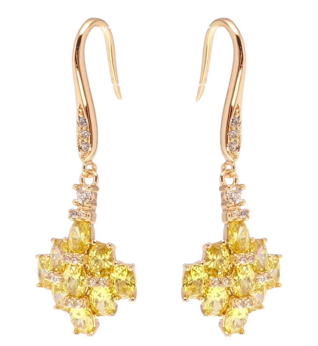 

Серьги Xuping Позолота 18K подвески французский замок "Инкрустация желтыми фианитами"