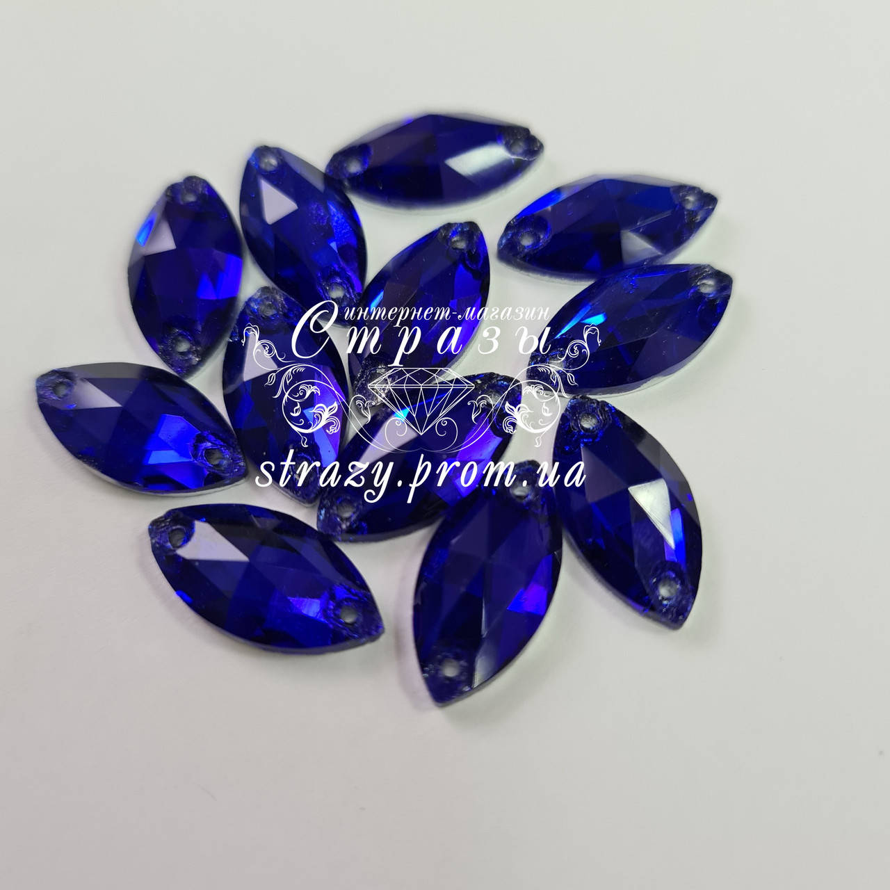 

Стразы Маркиз 9*18мм. Sapphire Эконом