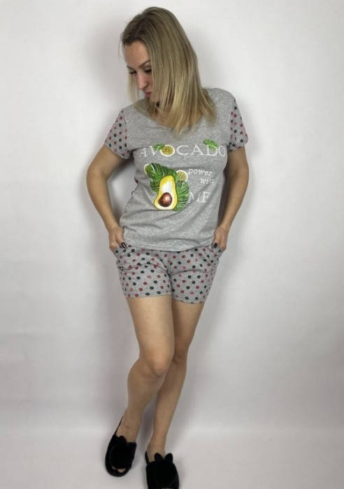 

Хлопковая женская пижама, комплект футболка и шорты с карманами 48/50,52/54,56/58. 56/58