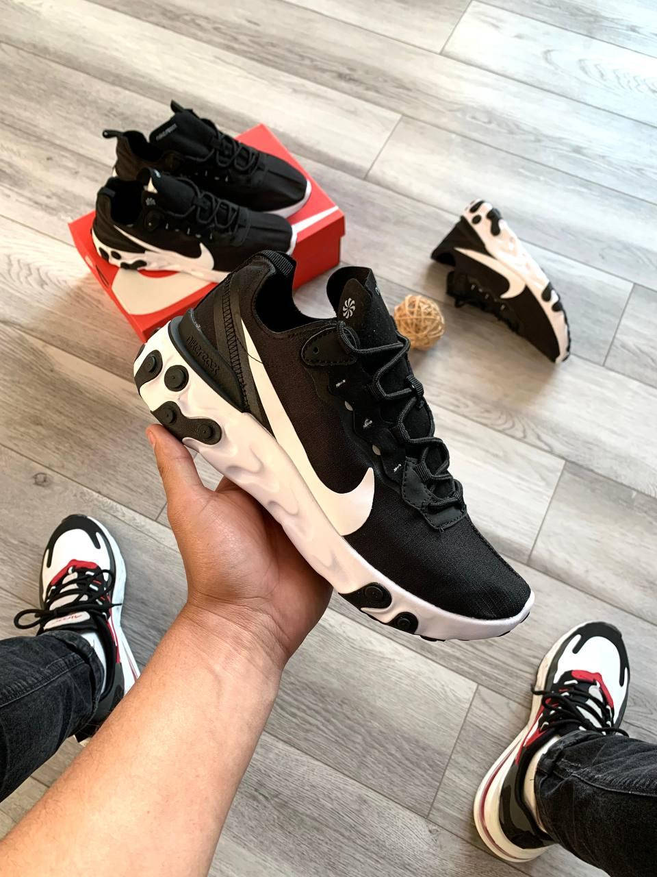 

Мужские кроссовки Nike React Element 55 черно-белые 43, Черно-белый