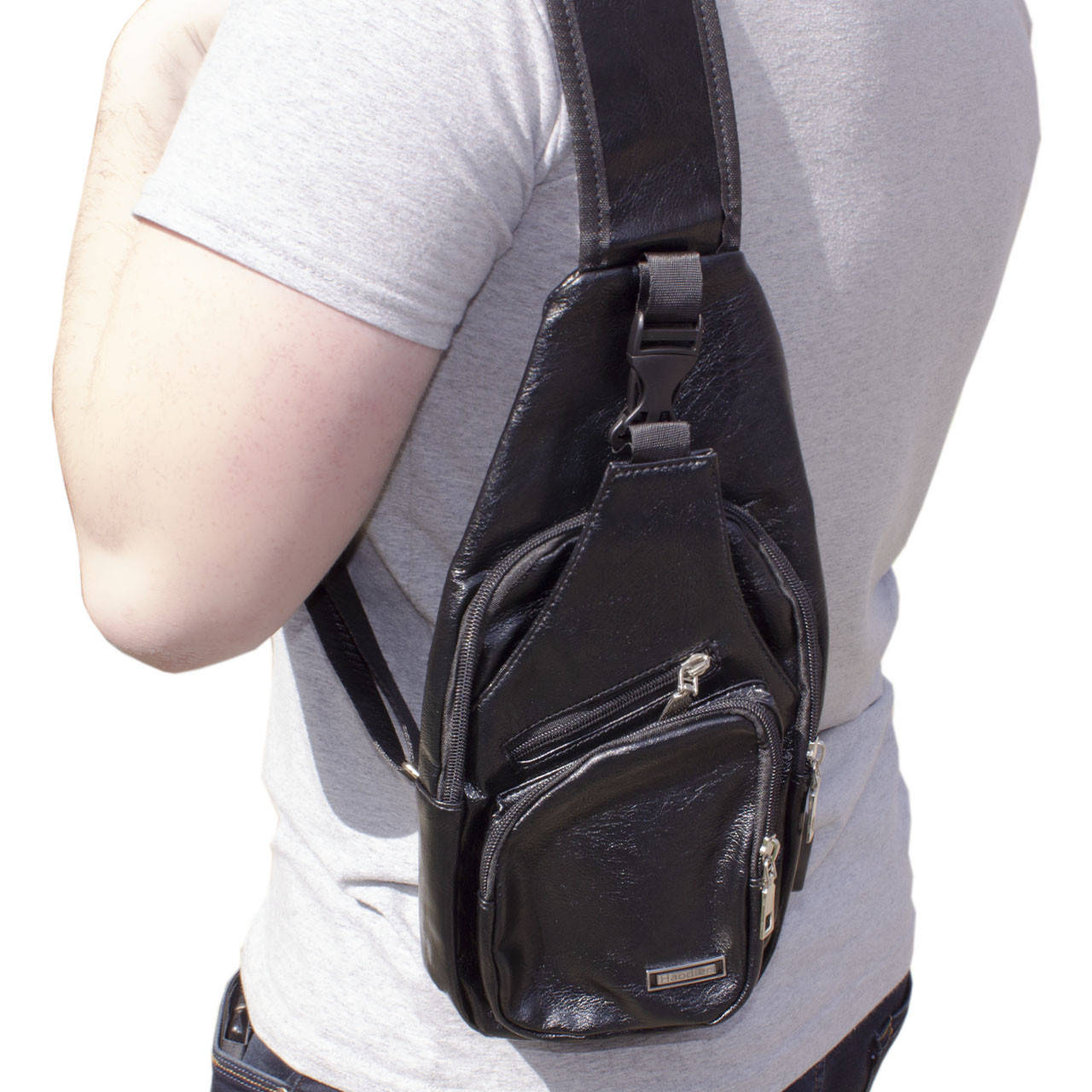 

Рюкзак через плечо Haodier Jeep Black USB-сумка зарядка спортивная мужская повседневная, Черный