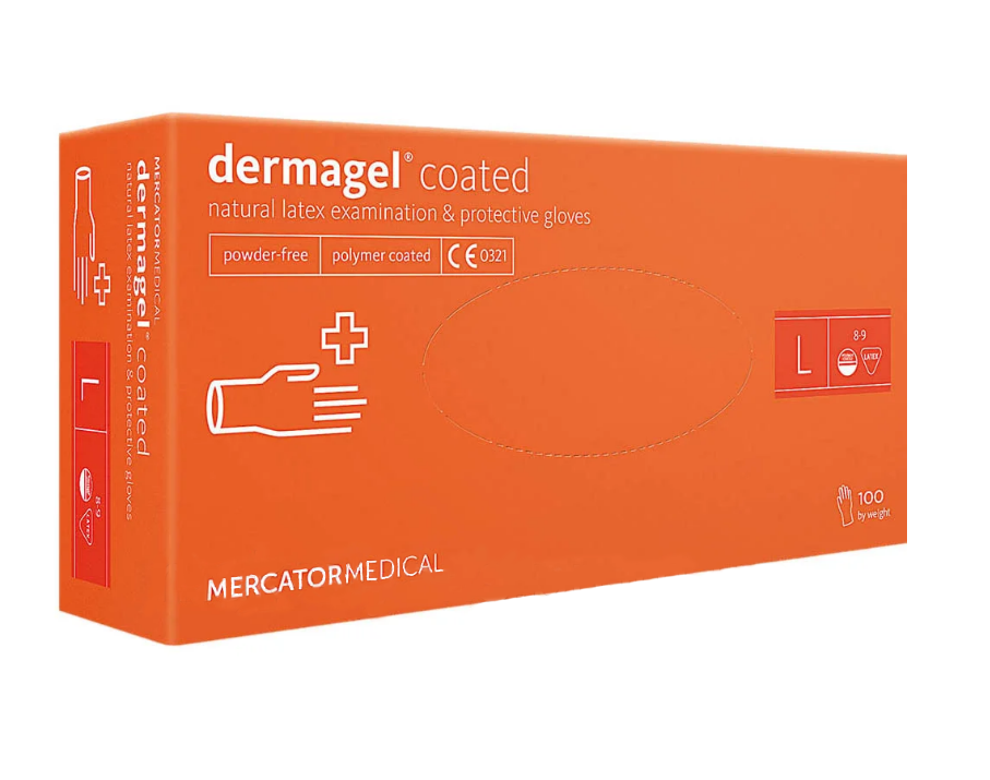 

Перчатки DERMAGEL COATED латексные смотровые нестерильные неопудренные L 50 пар