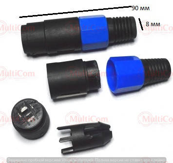 

01-03-121. Гнездо Speakon (СПИКОН) 4pin под кабель, корпус пластик