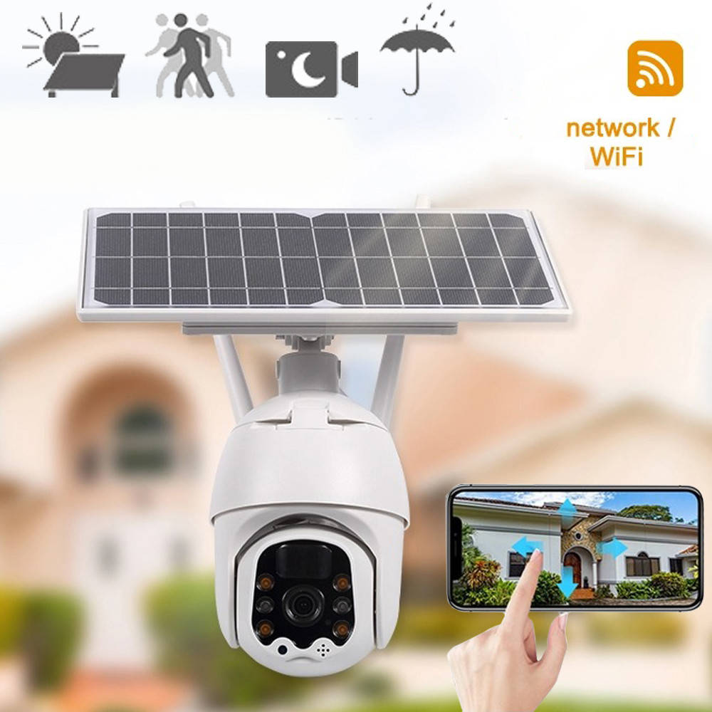 Pipo / Уличная поворотная Камера Wi-Fi IP Видеонаблюдения с солнечной панелью беспроводная Q5 PTZ 2Мп ZOOM SKL
