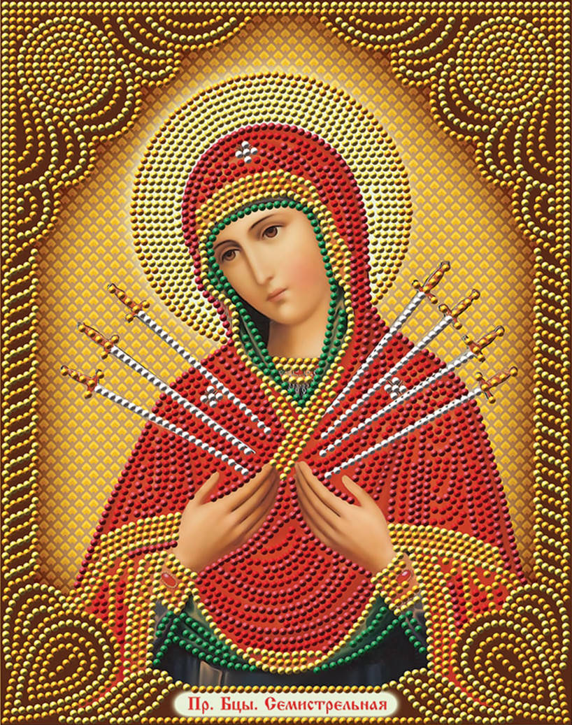 

Алмазная Мозаика Икона Богородица Семистрельная Набор Вышивки Камнями DIY-BDP007 30x40 см