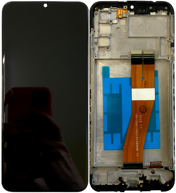 

Дисплей Samsung A025F Galaxy A02s/M025F тачскрин модуль черный желтый шлейф оригинал в рамке