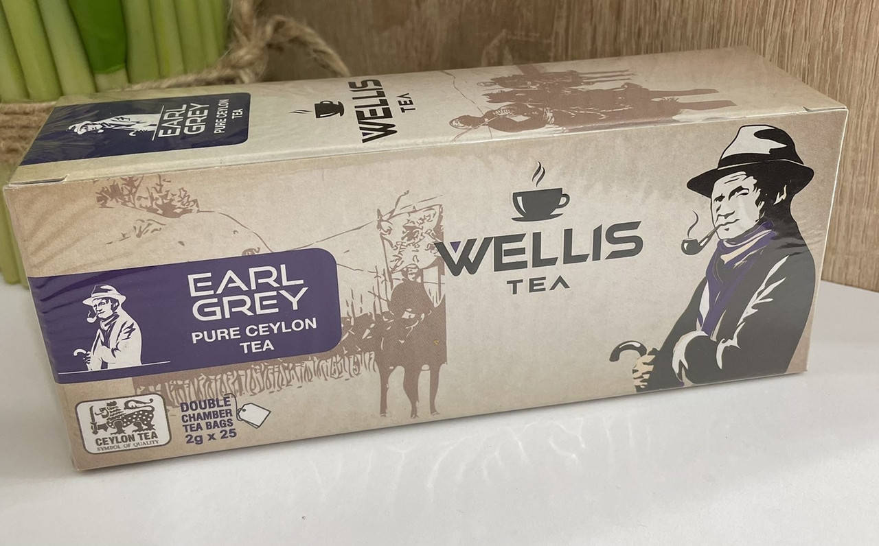 

Чай Wellis чёрный earl grey 25 пакетов цейлонский Веллис с бергамотом