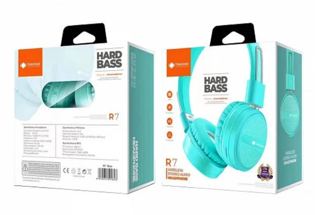

Наушники беспроводные \ Наушники Bluetooth беспроводные DEEPBASS R7 Синие, Синий