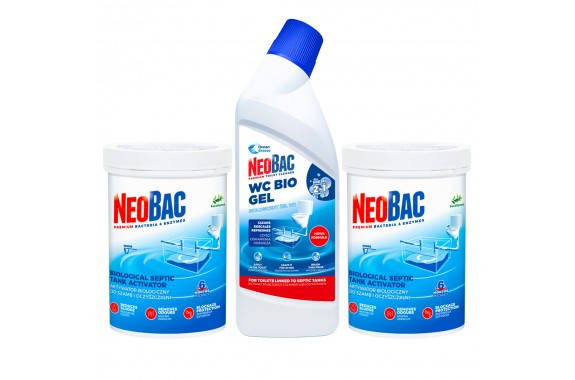 

Набор БИОактиваторов Neobac для очистных сооружений на 1 год + Bio Gel WC 750 мл.