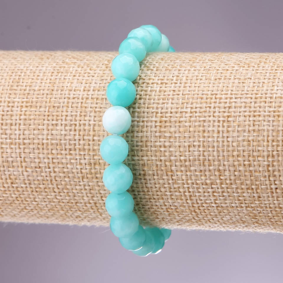 

Браслет Аквамарин граненный шарик d-8мм L-18см на резинке