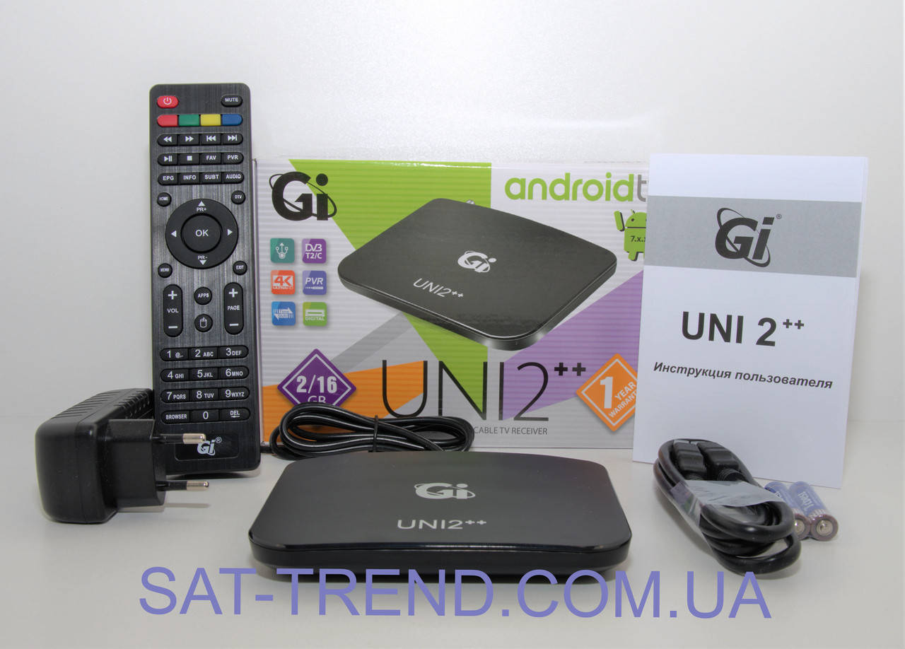 

Смарт ТВ Gi UNI 2++ комбинированный эфирный android ресивер