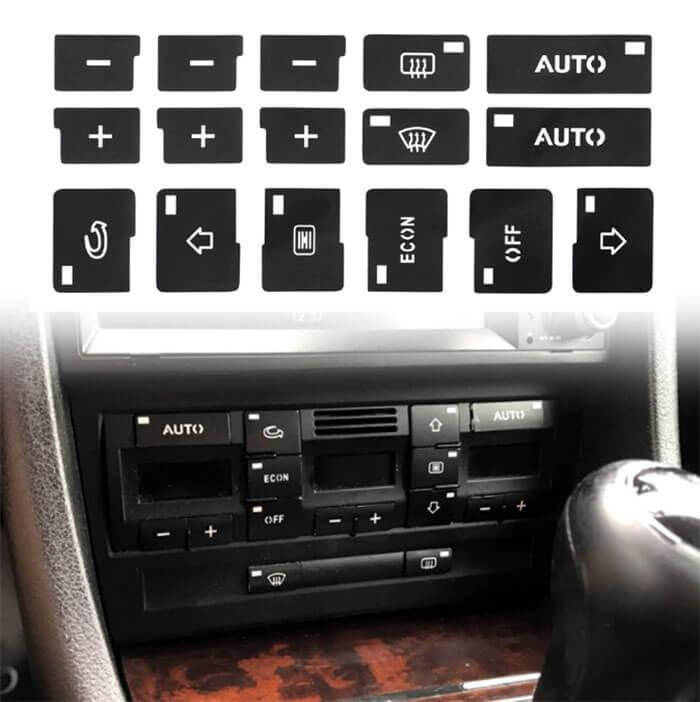 

Виниловые наклейки на климат-контроль audi A4 b6 b7, Черный