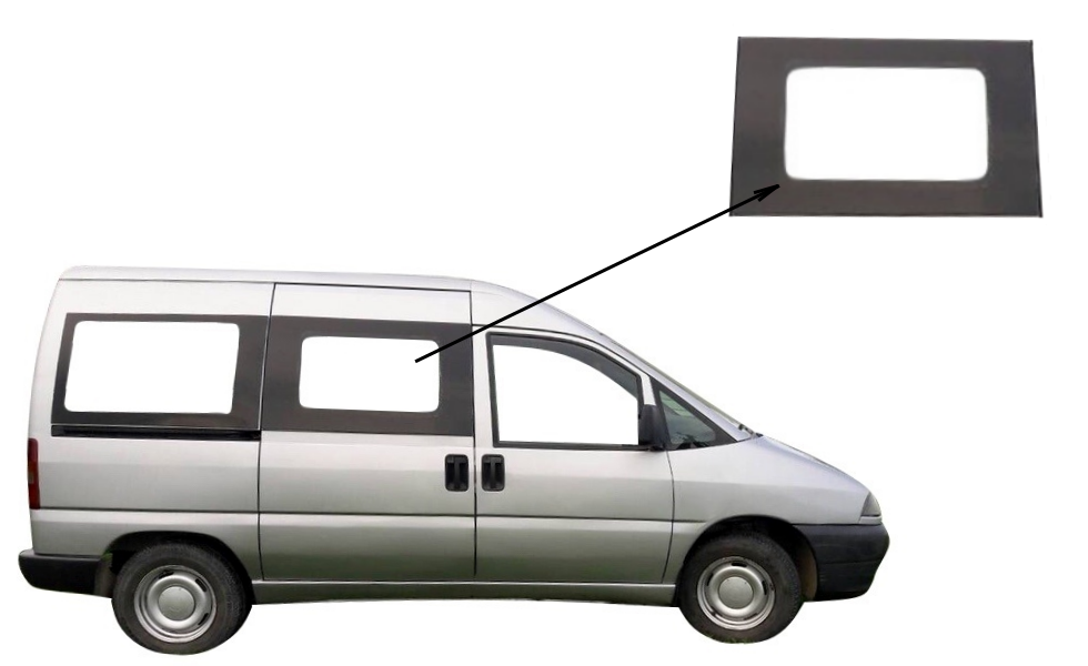 

Боковое стекло Peugeot Expert 1995-2007 переднее правое
