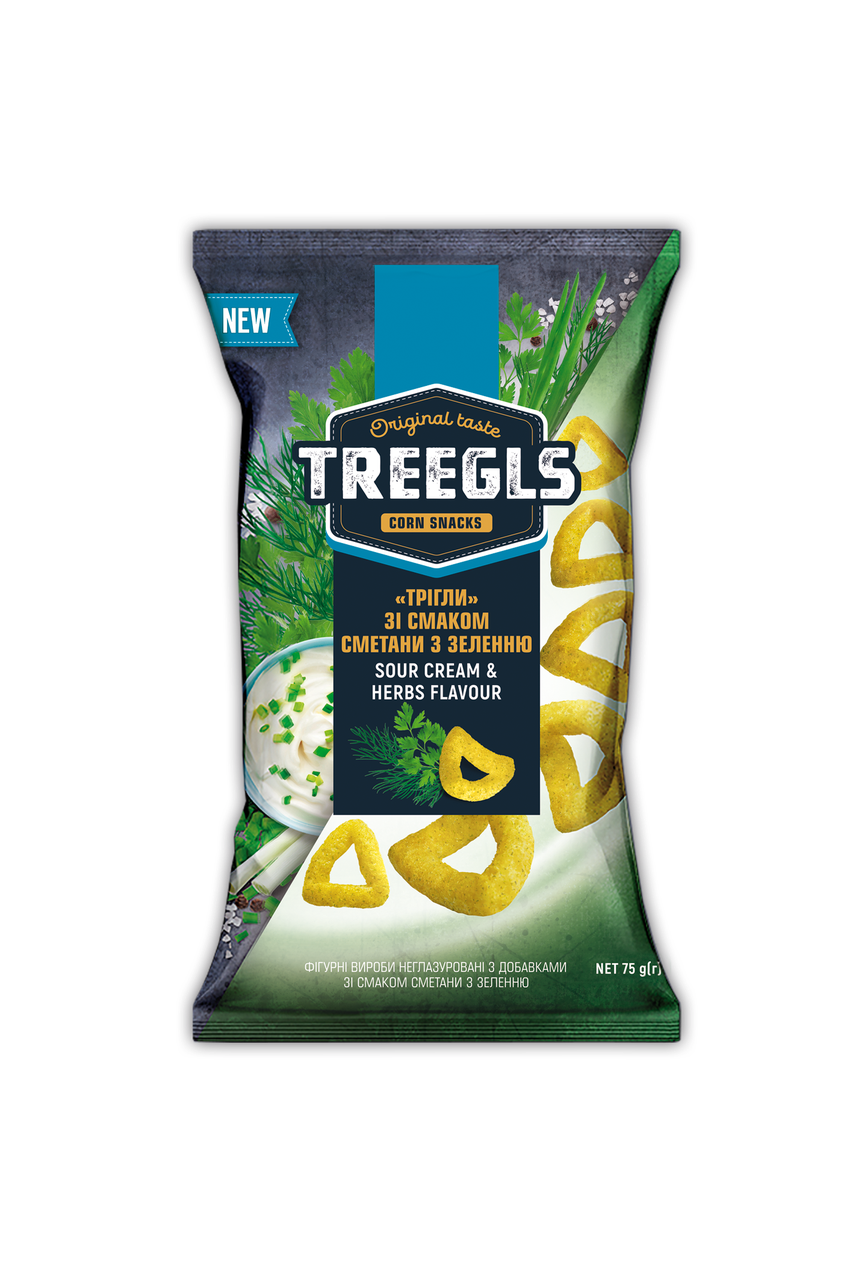 

«ТРІГЛИ» ЗІ СМАКОМ СМЕТАНИ З ЗЕЛЕННЮ 75 Г