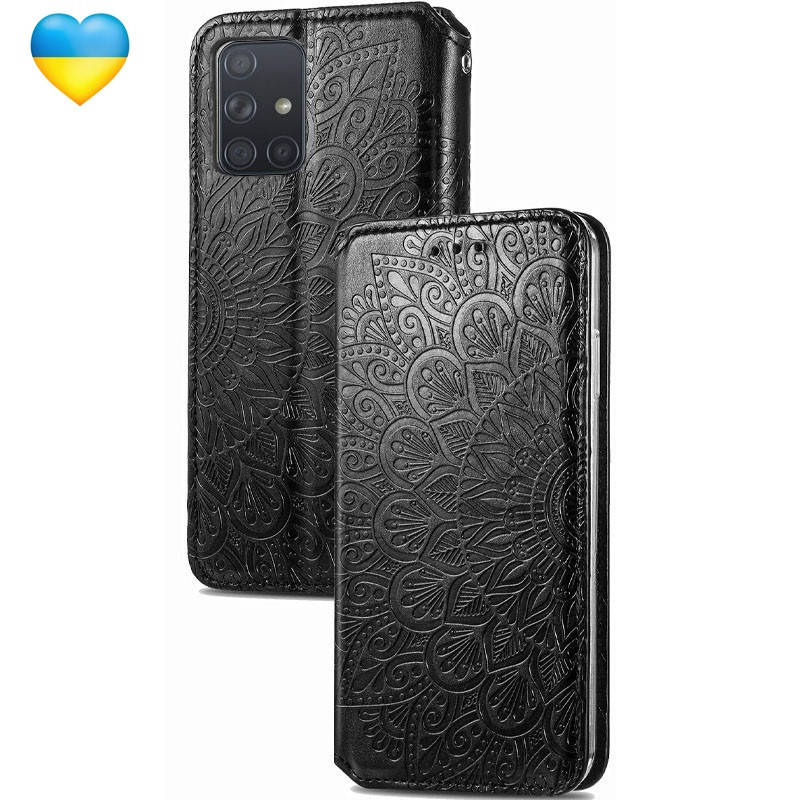 

Кожаный чехол книжка GETMAN с визитницей для Samsung Galaxy A51 / Чехол на самсунг а51, Черный